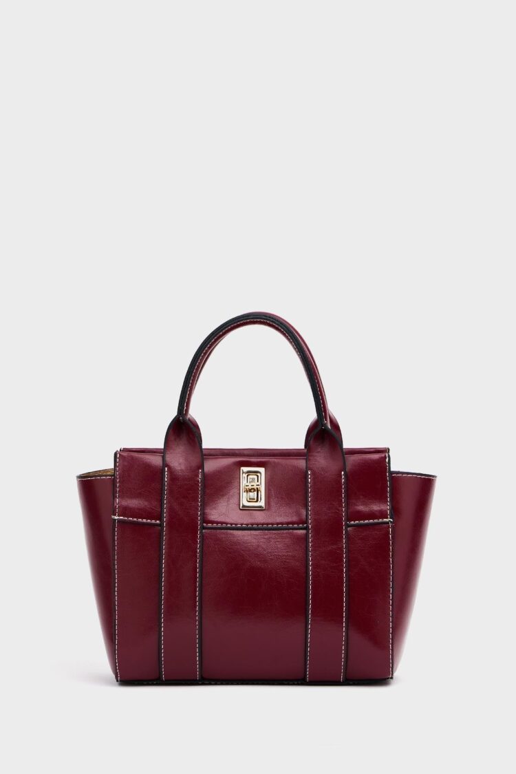 Mini Tote Hand and Shoulder Bag Burgundy