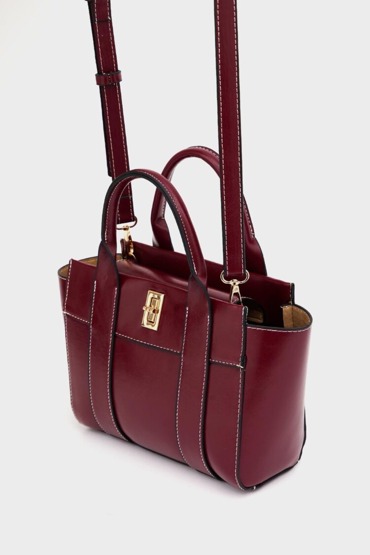 Mini Tote Hand and Shoulder Bag Burgundy