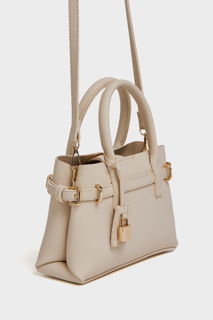 Mini Lock Detailed Hand and Shoulder Bag Cream - Brand: Mina Fashion - Women & Kids, Baby Clothes Wholesale - Globality Store