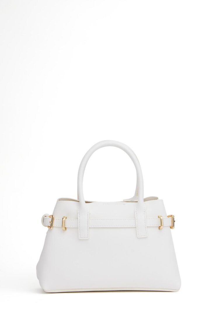 Mini Lock Detailed Hand and Shoulder Bag White
