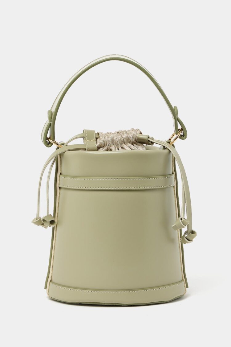 Contrast Stitched Bucket Hand and Shoulder Bag Mint