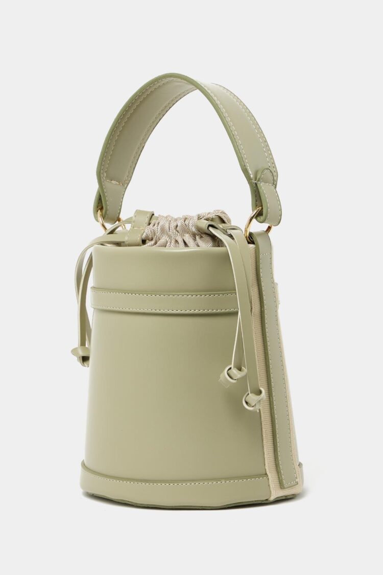 Contrast Stitched Bucket Hand and Shoulder Bag Mint