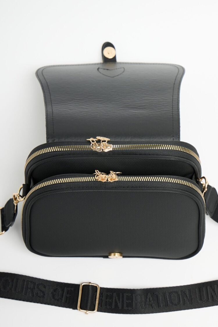 Trendy Casual Buckle Hand and Shoulder Bag Black