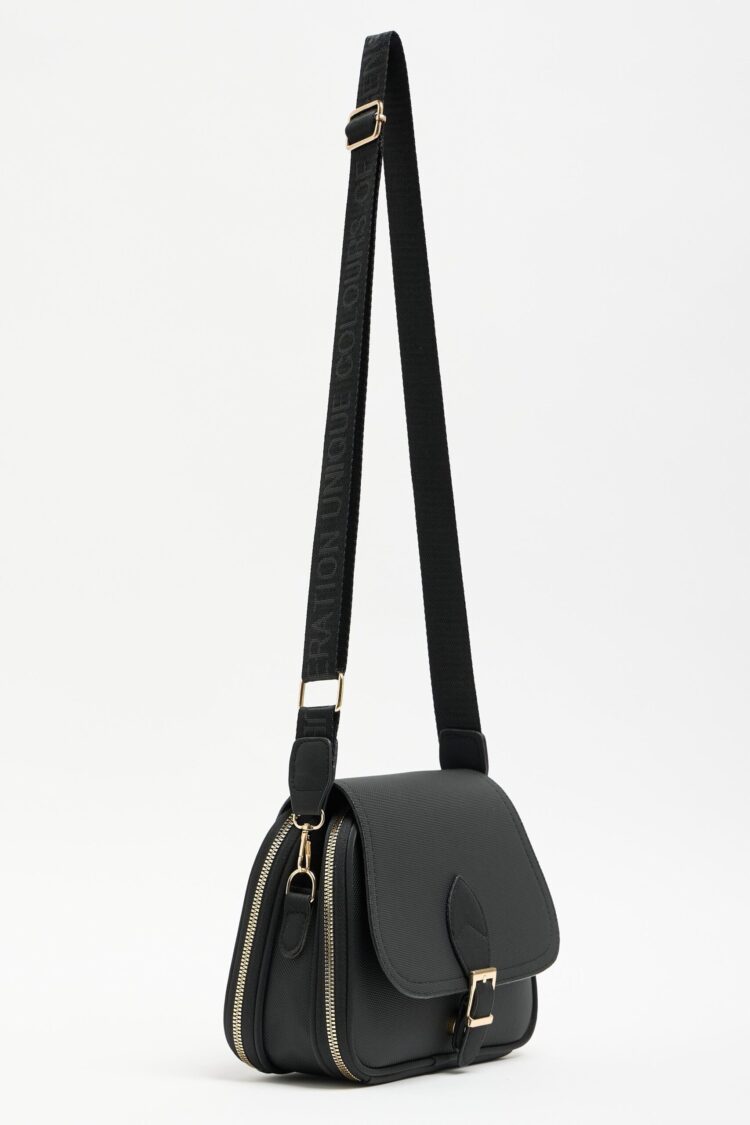 Trendy Casual Buckle Hand and Shoulder Bag Black