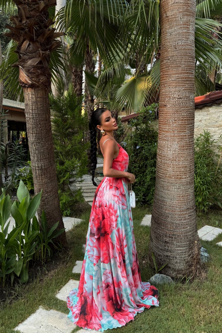 Elegant Pink Slit Floor Length Dress