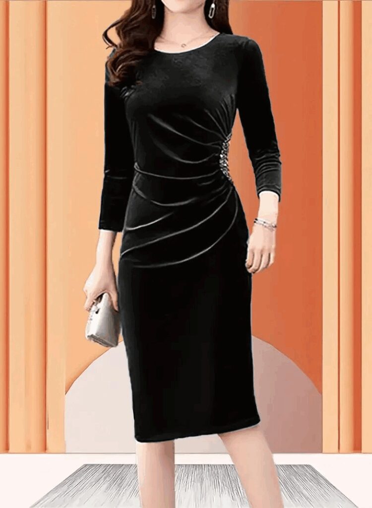ElegantSheath Dress With 3/4 Sleeves