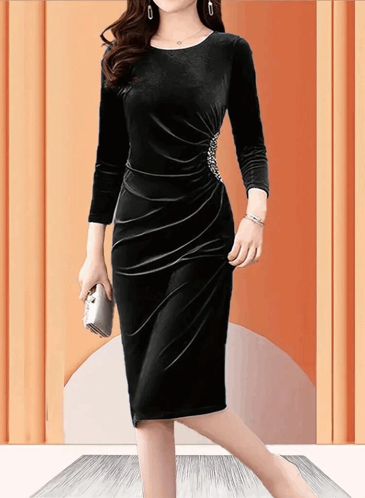 ElegantSheath Dress With 3/4 Sleeves