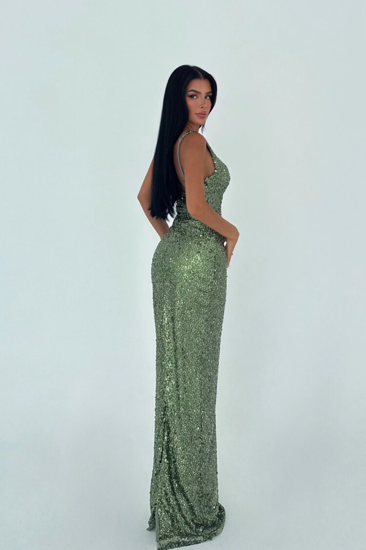 SexyBodycon Sequined Dress - Floor Length