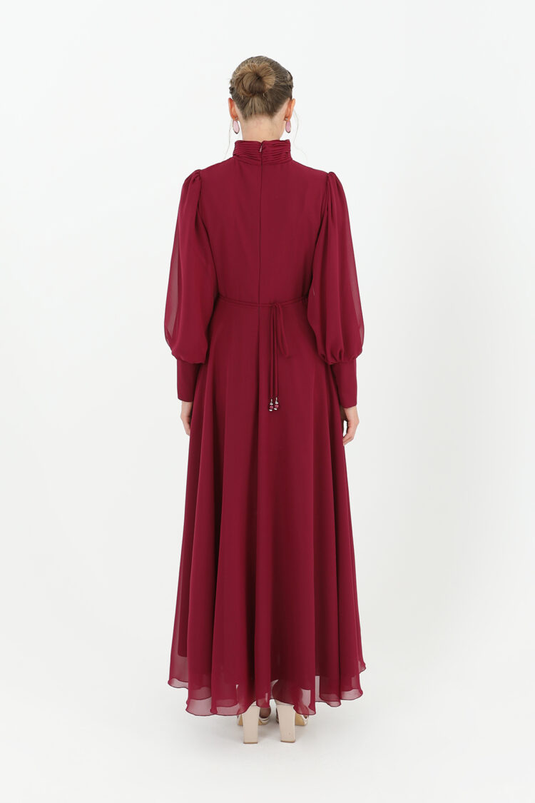 Claret Red Fit And Flare Dress