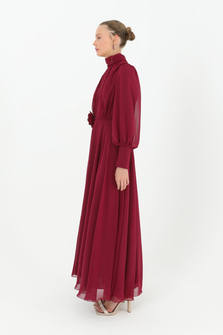 Claret Red Fit And Flare Dress