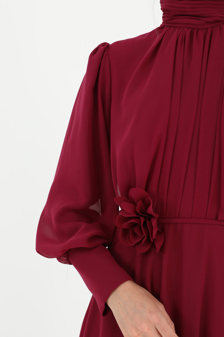 Claret Red Fit And Flare Dress