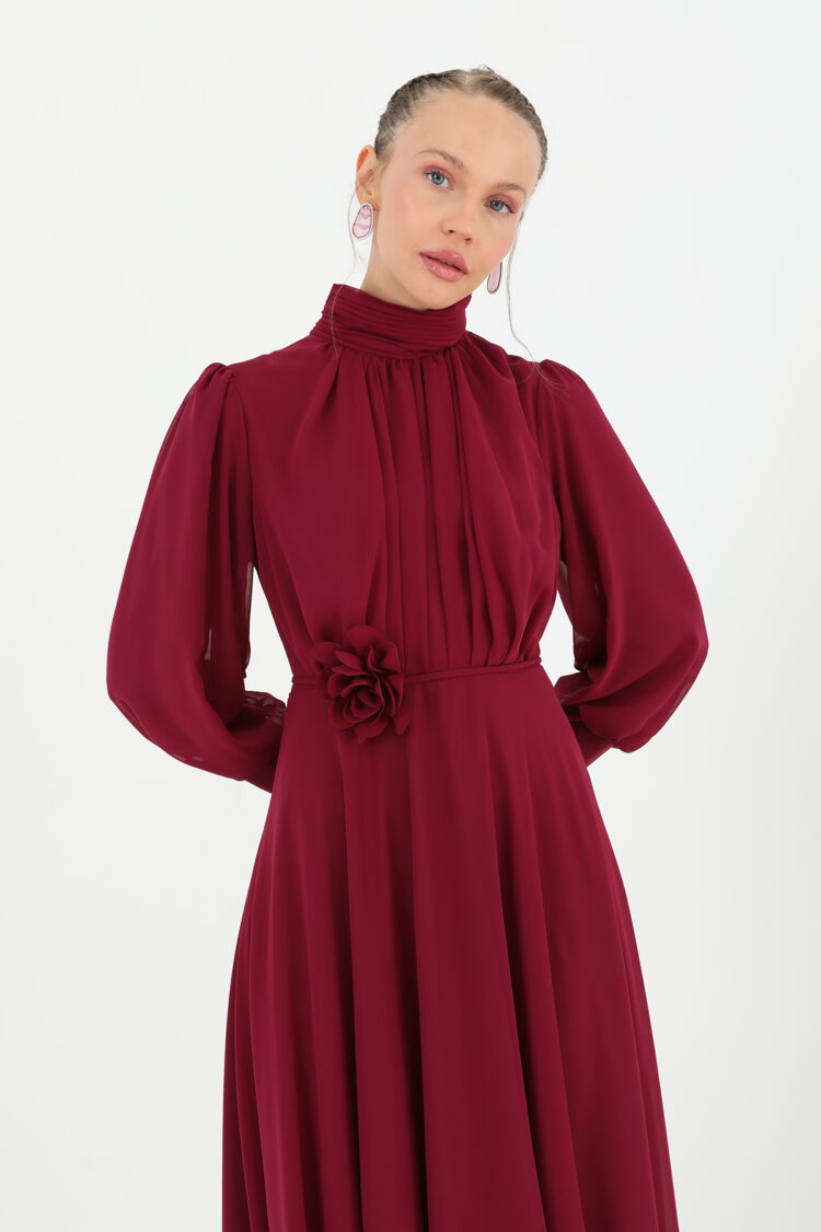 Claret Red Fit And Flare Dress