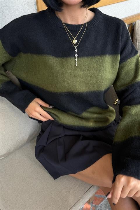 Black Sweater Oversized Color Block Casual