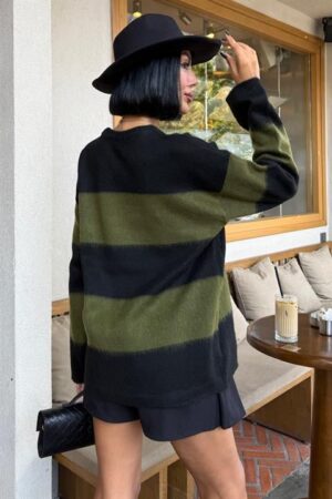 Black Sweater Oversized Color Block Casual - Brand: Sobe Istanbul - Women & Kids, Baby Clothes Wholesale - Globality Store