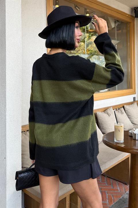 Black Sweater Oversized Color Block Casual