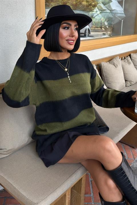 Black Sweater Oversized Color Block Casual