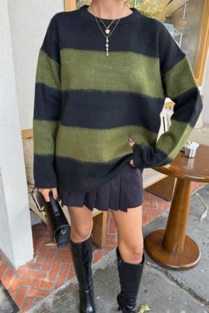 Black Sweater Oversized Color Block Casual - Brand: Sobe Istanbul - Women & Kids, Baby Clothes Wholesale - Globality Store