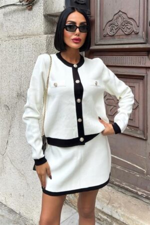 White Elegant A-Line Mini Skirt Set - Brand: Sobe Istanbul - Women & Kids, Baby Clothes Wholesale - Globality Store