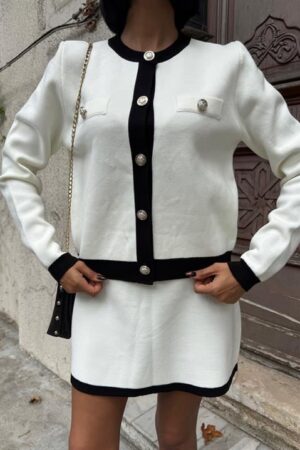 White Elegant A-Line Mini Skirt Set - Brand: Sobe Istanbul - Women & Kids, Baby Clothes Wholesale - Globality Store