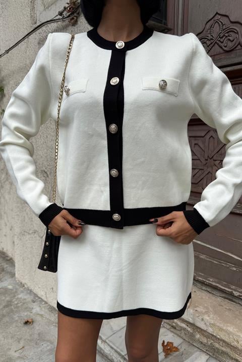 White Elegant A-Line Mini Skirt Set