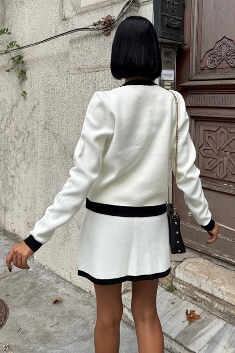 White Elegant A-Line Mini Skirt Set