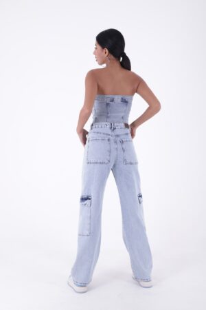 Wide Leg Jeans With Cargo Pockets - Light - Brand: XLove - Women & Kids, Baby Clothes Wholesale - Globality Store