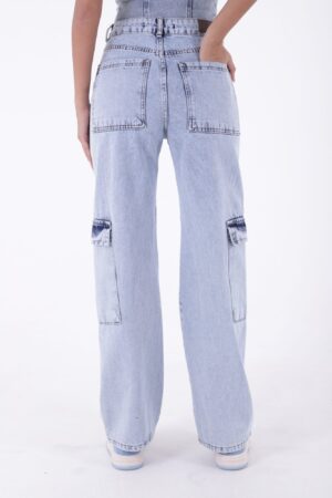 Wide Leg Jeans With Cargo Pockets - Light - Brand: XLove - Women & Kids, Baby Clothes Wholesale - Globality Store