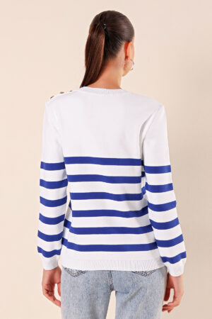 Button Detailed Striped Sweater - C.saks - Brand: Bigdart - Women & Kids, Baby Clothes Wholesale - Globality Store