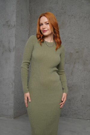WholesaleKnitwear Long Ribbed Dress - Brand: Lustrin - Women & Kids, Baby Clothes Wholesale - Globality Store