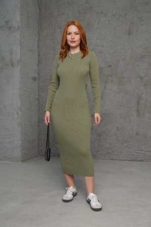 WholesaleKnitwear Long Ribbed Dress - Brand: Lustrin - Women & Kids, Baby Clothes Wholesale - Globality Store