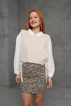 WholesaleKnitted Sweater With Lace Detail - Brand: Lustrin - Women & Kids, Baby Clothes Wholesale - Globality Store