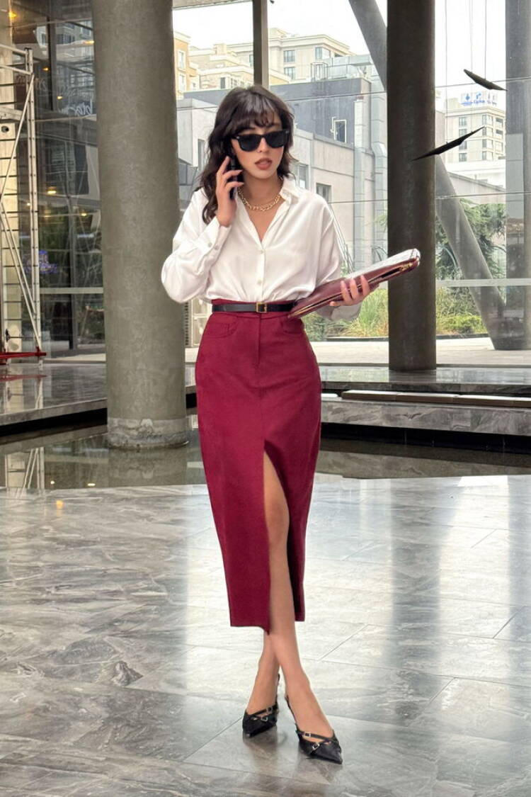 Burgundy Suede Wholesale Skirt - Brand: Topshow - Women & Kids, Baby Clothes Wholesale - Globality Store