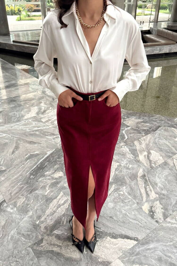 Burgundy Suede Wholesale Skirt
