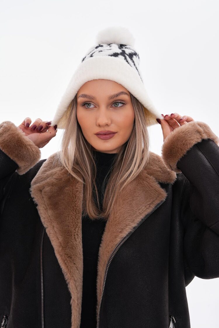 Pompom Patterned Polar Fleece Inside Beanie - Brand: Axesoire - Women & Kids, Baby Clothes Wholesale - Globality Store