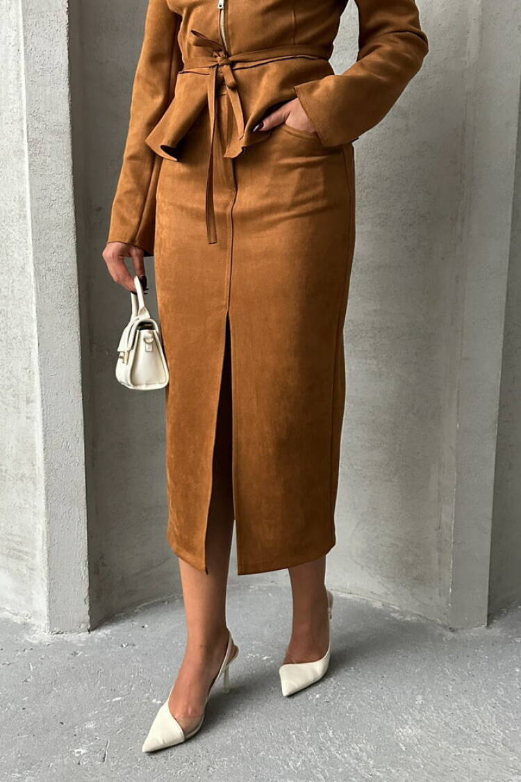 Tan Suede Wholesale Skirt