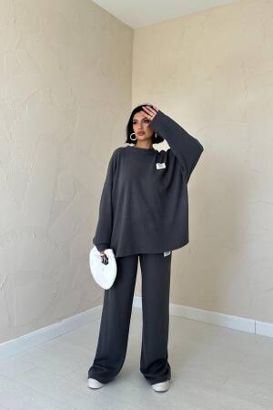 Classic Ribbed Sweater And Trouser Set - Smoke - Brand: Elisa - Women & Kids, Baby Clothes Wholesale - Globality Store