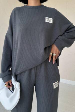 Classic Ribbed Sweater And Trouser Set - Smoke - Brand: Elisa - Women & Kids, Baby Clothes Wholesale - Globality Store