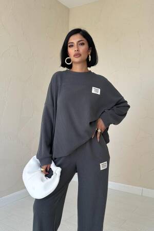 Classic Ribbed Sweater And Trouser Set - Smoke - Brand: Elisa - Women & Kids, Baby Clothes Wholesale - Globality Store