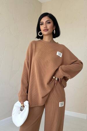 Classic Ribbed Sweater And Trouser Set - Camel - Brand: Elisa - Women & Kids, Baby Clothes Wholesale - Globality Store