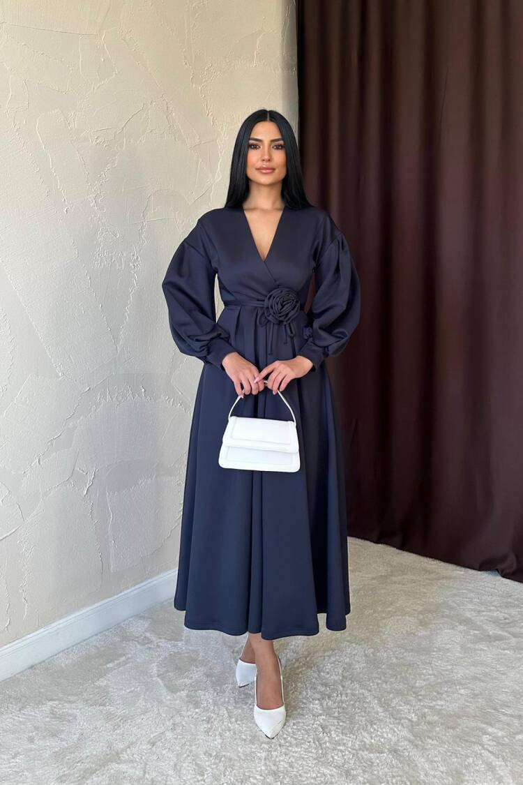 Rose Detailed Scuba Dress