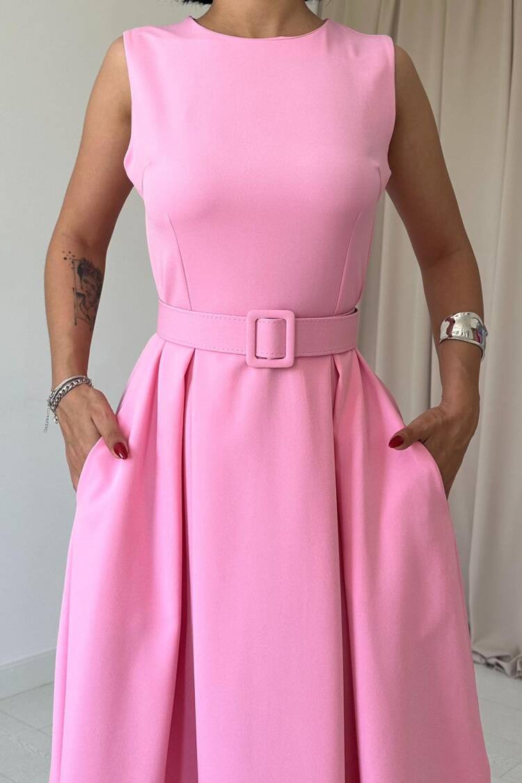 Halter Neck Flared Dress