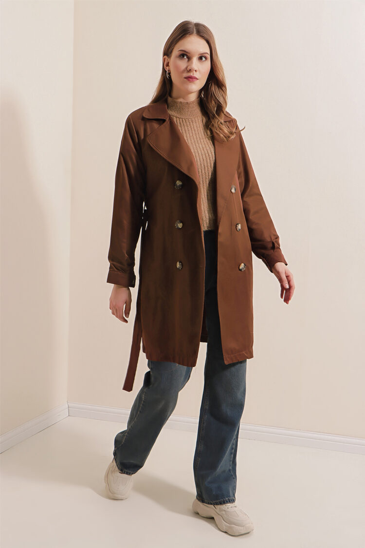 Double Neck Short Trench Coat