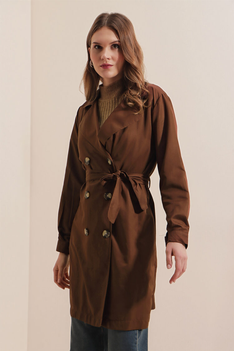Double Neck Short Trench Coat
