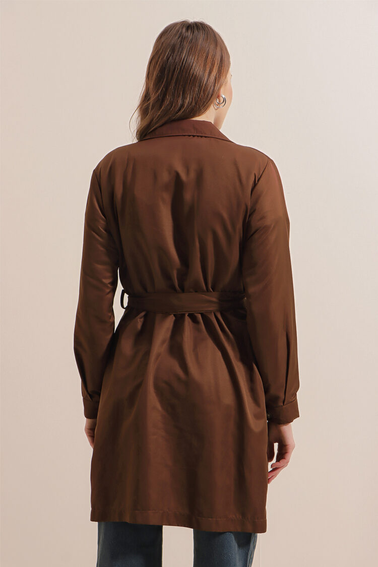 Double Neck Short Trench Coat