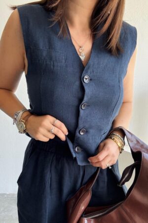 Salaş Vest Suit - Navy - Brand: Cream Rouge - Women & Kids, Baby Clothes Wholesale - Globality Store