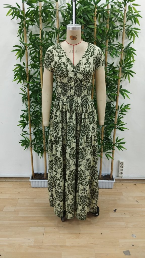 Women's Short Sleeve Double Neck Elastic Waist Jumpsuit
