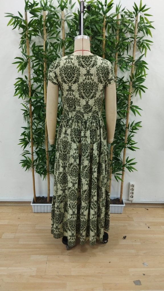 Women's Short Sleeve Double Neck Elastic Waist Jumpsuit