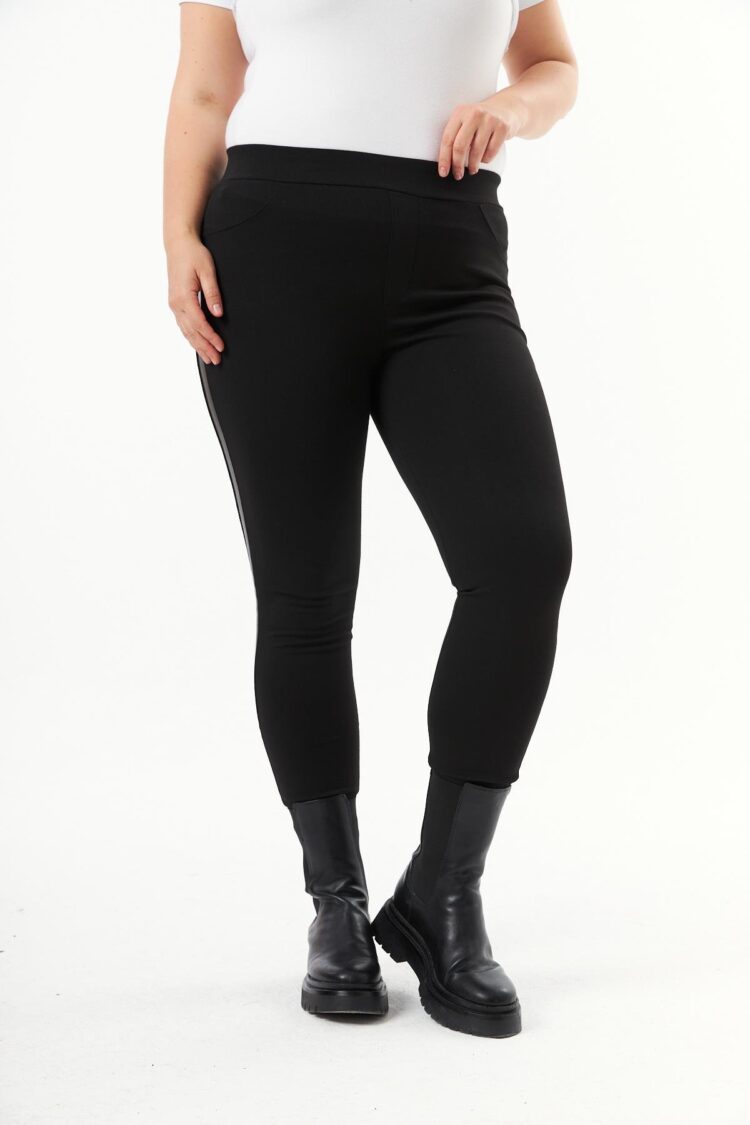 Black Plus Size Elegant Casual Tregging Pants