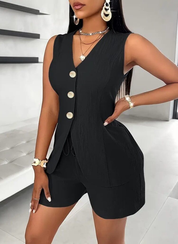 Sleeveless V-Neck Mini Jacket Dress