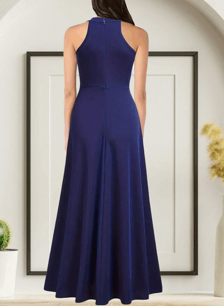 NavyFit And Flare Dress With High Neck